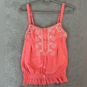 American Eagle Outfitters Coral Embroidered Tank Top Camisole